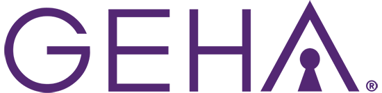 the word geha is written in purple on a black background