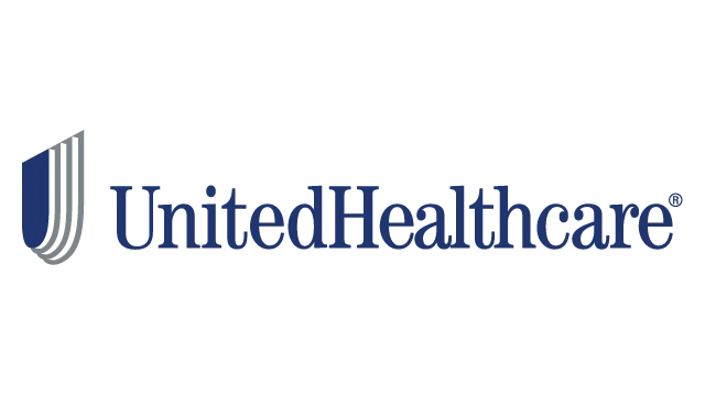 a blue united healthcare logo on a black background