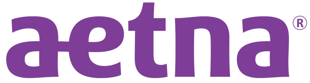 the word aetna is written in purple on a black background