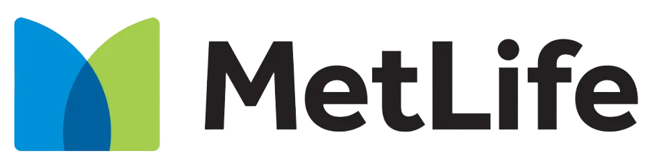 a metlife logo on a black background